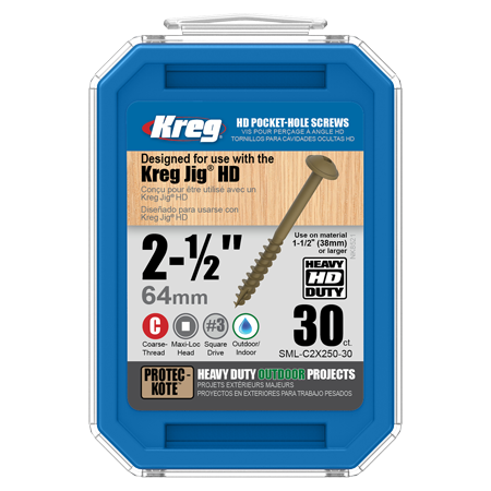sml-c2x250-30 Саморезы Kreg Jig HD из закаленной стали c покрытием Protec-Kote 6,4 х 63,5 (30 шт.) sml-c2x250-30 Саморезы Kreg Jig HD из закаленной стали c покрытием Protec-Kote 6,4 х 63,5 (30 шт.)