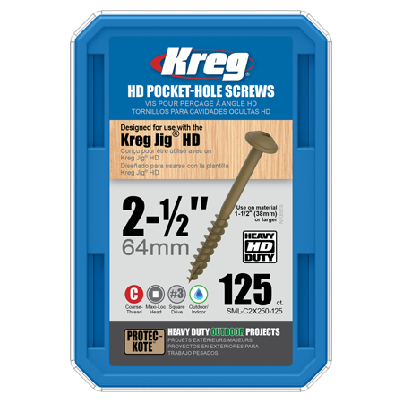 sml-c2x250-125 Саморезы Kreg Jig HD из закаленной стали c покрытиеv Protec-Kote 6,4 х 63,5 (125 шт.) sml-c2x250-125 Саморезы Kreg Jig HD из закаленной стали c покрытиеv Protec-Kote 6,4 х 63,5 (125 шт.)