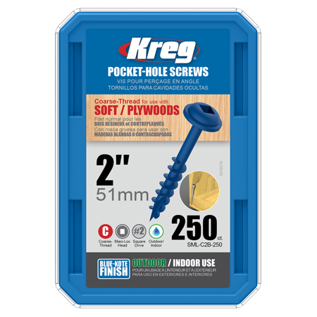 sml-c2b-250 Саморезы Kreg Jig Blue-Kote 4,0 х 50,8 Maxi-Lock (250 шт.) sml-c2b-250 Саморезы Kreg Jig Blue-Kote 4,0 х 50,8 Maxi-Lock (250 шт.)