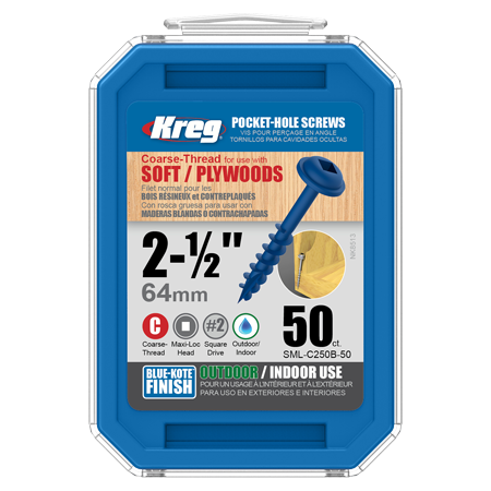 sml-c250b-50 Саморезы Kreg Jig Blue-Kote 4,0 х 63,5 Maxi-Lock (50 шт.) sml-c250b-50 Саморезы Kreg Jig Blue-Kote 4,0 х 63,5 Maxi-Lock (50 шт.)