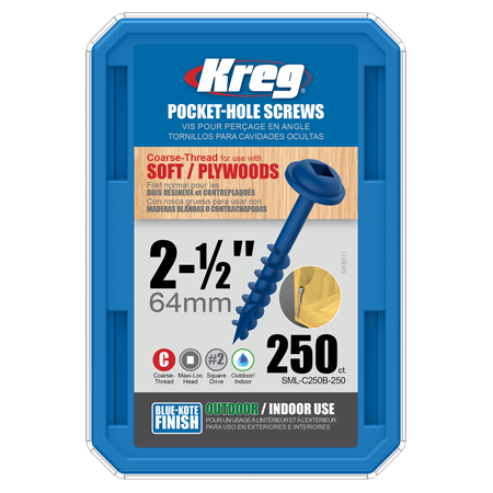 sml-c250b-250 Саморезы Kreg Jig Blue-Kote 4,0 х 63,5 Maxi-Lock (250 шт.) sml-c250b-250 Саморезы Kreg Jig Blue-Kote 4,0 х 63,5 Maxi-Lock (250 шт.)