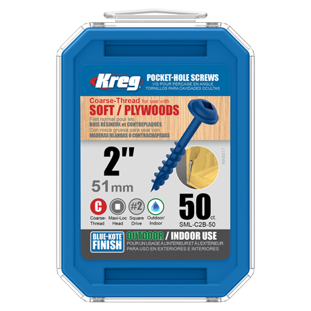 sml-c2b-50 Саморезы Kreg Jig Blue-Kote 4,0 х 50,8 Maxi-Lock (50 шт.) sml-c2b-50 Саморезы Kreg Jig Blue-Kote 4,0 х 50,8 Maxi-Lock (50 шт.)
