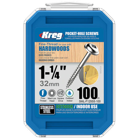 sml-f125s5-100 Саморезы Kreg Jig из нержавеющей стали 3,8 х 31,8 (100 шт.) sml-f125s5-100 Саморезы Kreg Jig из нержавеющей стали 3,8 х 31,8 (100 шт.)