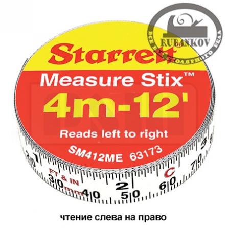Rubankov М00008470 Лента измерительная клеящаяся starrett measure stix, 4м*13мм, цифры - слева направо, метрич./дюйм.