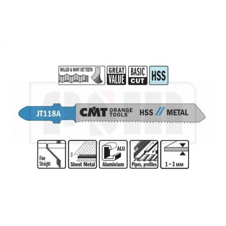 CMT JT118A-5 Пилки лобзиковые (металл/чистовой рез) комплект из 5шт.  