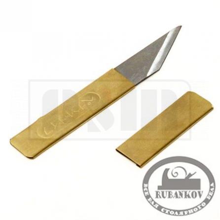 Rubankov M00010971 Нож-косяк японский, 120*16мм*1мм, латунная рукоять, латунные ножны