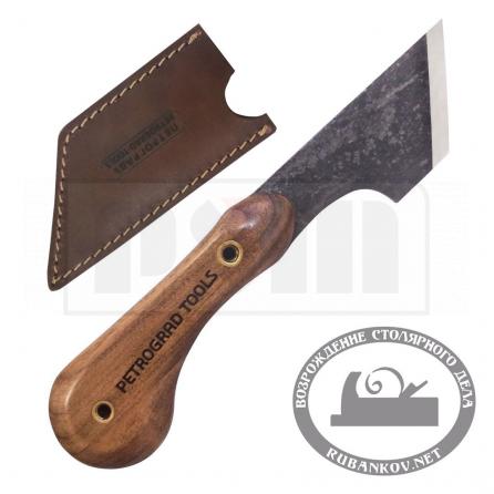 Rubankov М00019622 Нож шорный ПЕТРОГРАДЪ, модель 2, сапожный косой нож, двусторонняя заточка