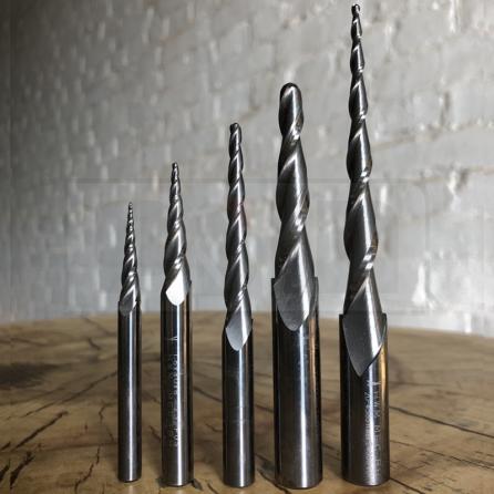 CMT Solid Carbide Upcut 2D/3D Carving Tapered Ball Nose Spiral Bits
