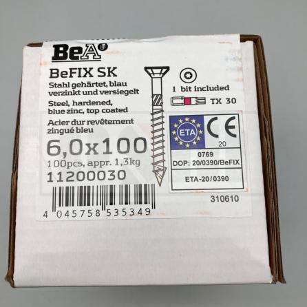 Конструкционный саморез с потайной головкой BeA BeFIX 6,0х100 TX30 (100 шт)
