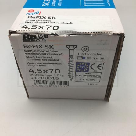 Конструкционный саморез с потайной головкой BeA BeFIX 4,5х70 TX25 (200 шт)